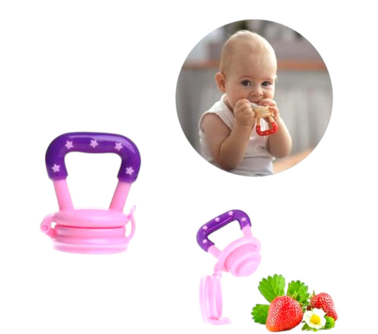 Silicone Food Fruit Nibbler Baby Food And Fruit  Feeder Combo Pack Of one 